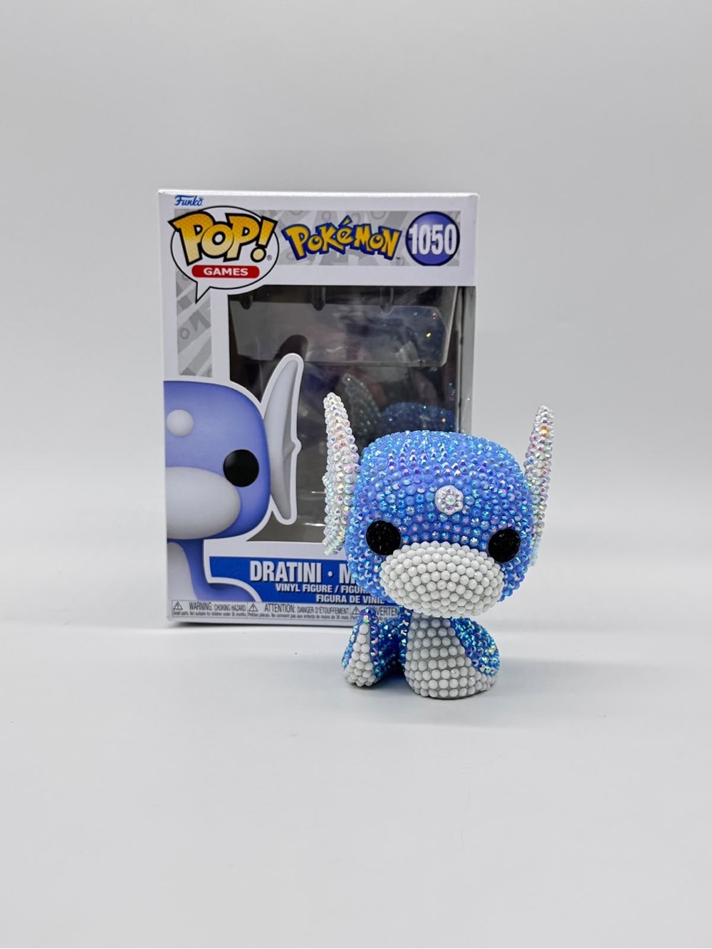 New Custom Bedazzled Dratini Pokemon Funko Pop 1050 Handcrafted Rhinestone Art
